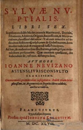 Sylvae nuptialis, libri sex