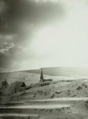 Altenberg, Binge gegen Kirche und Altes Raupennest m Winter