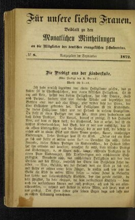 ¬Die¬ Predigt aus der Kinderstube : (eine Predigt) ; Matth. 18, 1-11