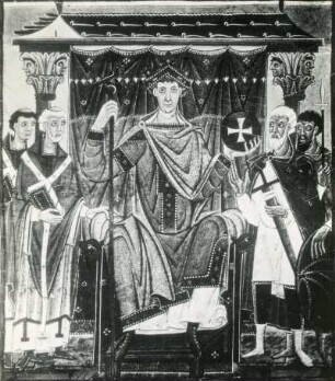 Evangeliar Ottos III. : Evangeliar Ottos III. Die Nationen huldigen Otto III. Verwalter, Staatsbibliothek München