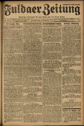 Erste Ausgabe vom Donnerstag, den 06. November 1924.