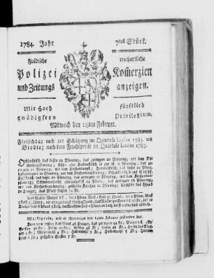 7tes Stück., Ausgabe vom 18. Februar 1784