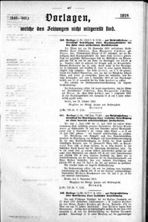 Anlage: (540-543), Vorlagen, welche den Zeitungen nicht mitgeteilt sind, 9. November 1918