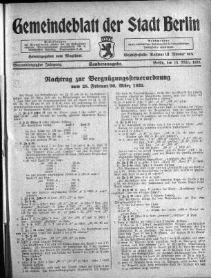 Sonderausgabe, 15. März 1923