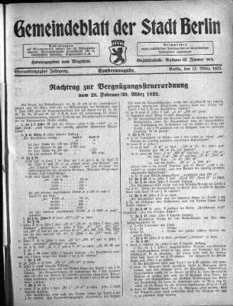 Sonderausgabe, 15. März 1923