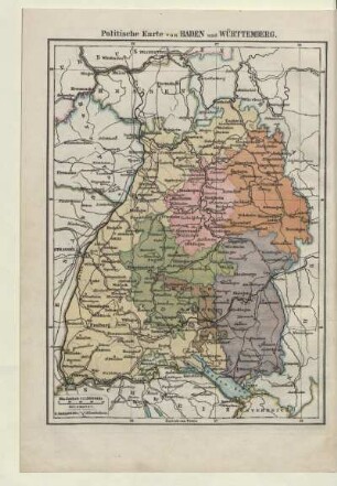 Politische Karte von Baden und Württemberg