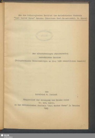 Der alternsbedingte Strukturumbau menschlicher Knochen : (feingewebliche Untersuchung an über 1600 menschlichen Knochen)