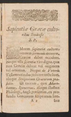 Sapientiae Graecae cultoribus Studiosis S.P.