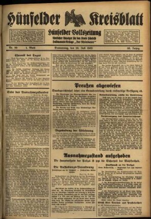 Erste Ausgabe vom Donnerstag, den 28. Juli 1932.