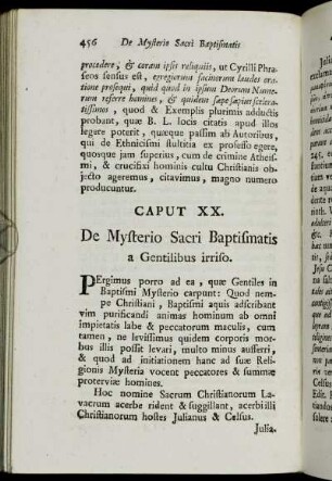 Caput XX. De Mysterio Sacri Baptismatis a Gentilibus irriso.