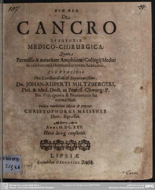 De cancro syzētēsō medico-chirurgica