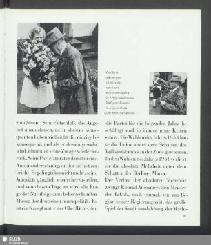Adenauer werden Blumen überreicht