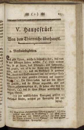V. Hauptstück. Von dem Thierreiche überhaupt.