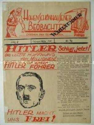 Sonderdruck des "Hohenschönhauser Beobachters" zur Reichspräsidentenwahl 1932