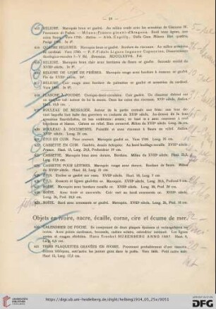 Objets en ivoire, nacre, écaille, corne, cire et écume de mer (Nr. 630-657)