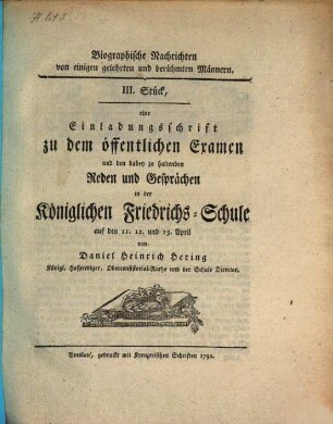 Biographische Nachrichten von einigen gelehrten und berühmten Männern. 3. 1792