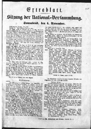 Sitzung der National-Versammlung. Sonnabend, den 4. November. Extrablatt. (Sammlung Friedlaender)