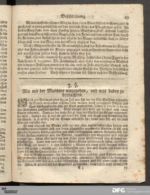 3. §. Wie mit der Maschine umzugehen, und was dabey zu beobachten.