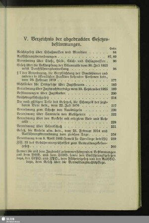 V. Verzeichnis der abgedruckten Gesetzesbestimmunen