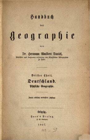 Handbuch der Geographie. 3, Deutschland, physische Geographie