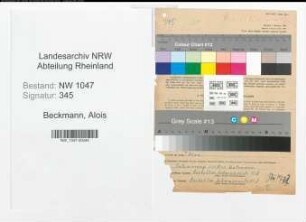 Entnazifizierung Alois Beckmann , geb. 07.11.1884 (Arbeiter)