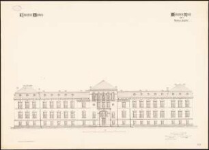 Medizinische Klinik der Philipps-Universität Marburg: Aufriss Vorderansicht 1:100