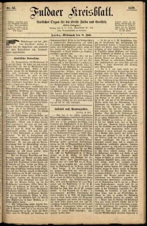 Erste Ausgabe vom Mittwoch, den 09. Juli 1879.