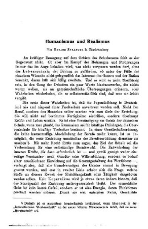 Humanismus und Realismus
