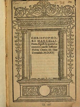 In quarta Lateranensis concilii sessione habita Oratio : IIII. idus decembris 1512