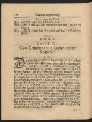 Caput XII. Von Besuchung und Bedienung der Krancken.