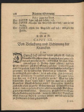 Caput XII. Von Besuchung und Bedienung der Krancken.