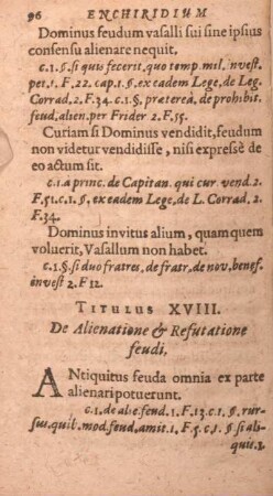 Titulus XVIII. De Alienatione & Refutatione feudi.