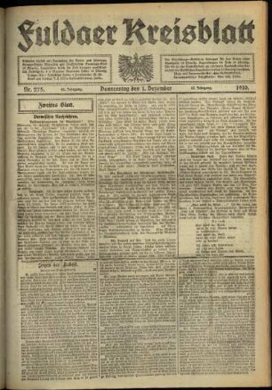 Zweite Ausgabe vom Donnerstag, den 01. Dezember 1910.