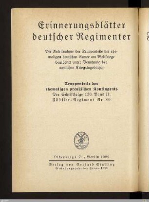 2: [Das Königlich Preußische Füsilier-Regt. von Gersdorff (Kurhessisches) Nr. 80 im Weltkriege 1914 - 1918] Band 2
