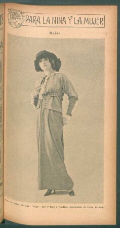 Modas - traje de paseo, de lana "beige" lisa [...] - [Fotografía] : Para la niña y la mujer