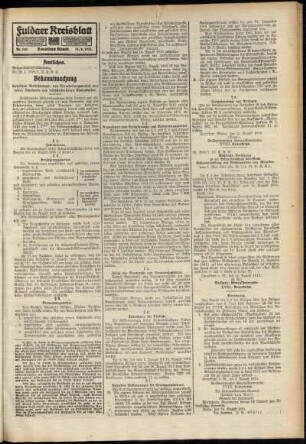 Zweite Ausgabe vom Samstag, den 14. August 1915.