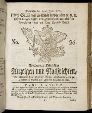 No. 26. Montags, den 25ten Junii 1764.