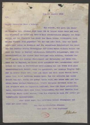 Brief an Eugen d' Albert : 11.08.1916