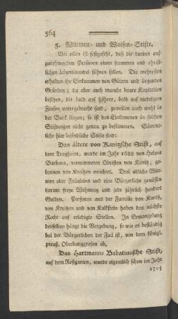 5. Wittwen- und Waisen-Stifte