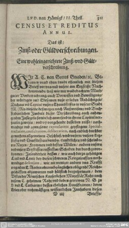 Census Et Reditus Annui, Das ist: Zinß- oder Güldverschreibungen