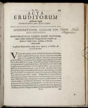 N. XI. [...] Calendis Novembris, Anno M DC LXXXIII.