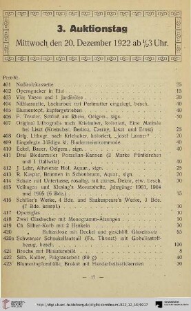 3. Auktionstag (Nr. 401-600)