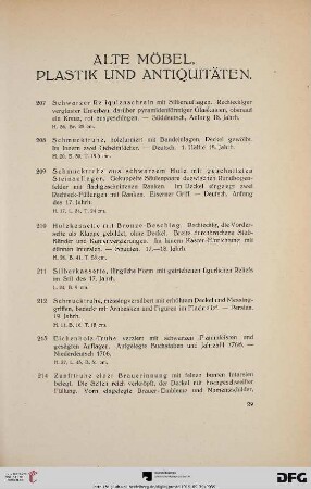 Alte Möbel, Plastik und Antiquitäten (Nr. 207-340)