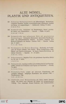 Alte Möbel, Plastik und Antiquitäten (Nr. 207-340)
