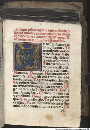 [Psalterium cum suis attinentiis horas diurnas concernens iuxta ritum chori ecclesiae Constantiensis] : Incipit psalteriu[m] cum suis attinentijs horas diurnas concernens iuxta ritum chori ecclesie Constantien[se] ...
