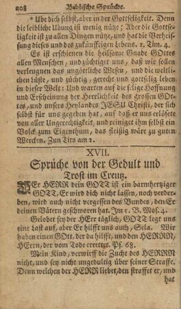 XVII. Sprüche von der Gedult und Trost im Creutz
