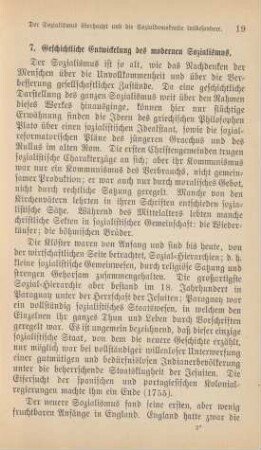 7. Geschichtliche Entwickelung des modernen Sozialismus.