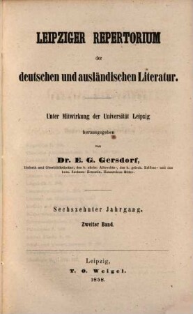 Leipziger Repertorium der deutschen und ausländischen Literatur. 62. 1858 = Jg. 16, Bd. 2 = Bd. 96