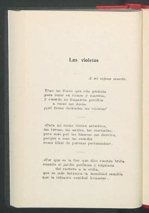 Las violetas : A mi esposa muerta.