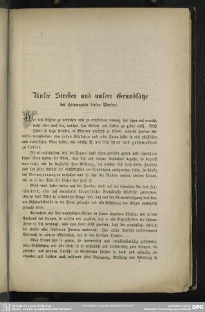 Unser Streben und unsere Grundsätze bei Herausgabe dieses Werkes